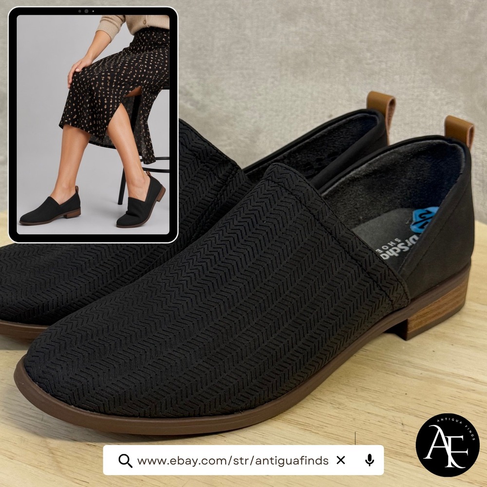 Dr. Scholls Shoes Womens Black Chevron Textured Slip On Loafers Size 7.5